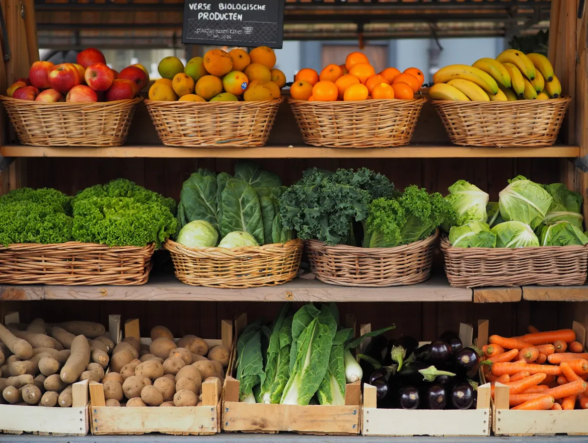 Biologische markt met verse producten
